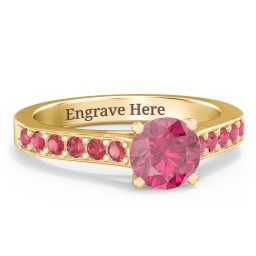 Elegant Duchess Ring with Shoulder Accents in 10K Solid Yellow Gold