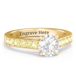 Elegant Duchess Ring with Shoulder Accents in 18K Gold Plated Silver