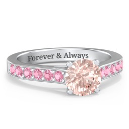 Elegant Duchess Ring with Shoulder Accents in 925 Sterling Silver with Morganite and Pink Tourmaline