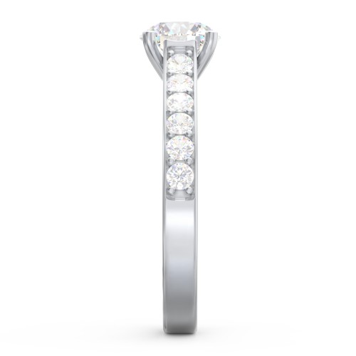 Elegant Duchess Ring with Shoulder Accents – 10K White Gold with White Premium Zirconia and Cubic Zirconia