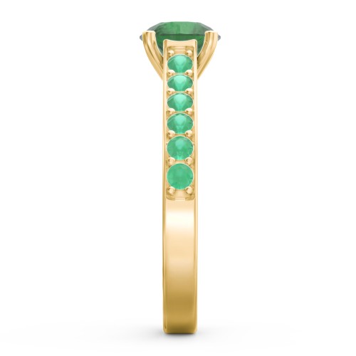 Elegant Duchess Ring with Shoulder Accents – 18K Gold Plated Silver with Emerald