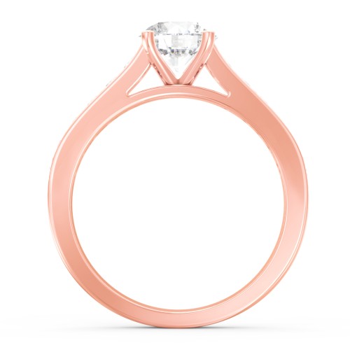 Elegant Duchess Ring with Shoulder Accents – 10K Rose Gold with White Premium Zirconia and Cubic Zirconia