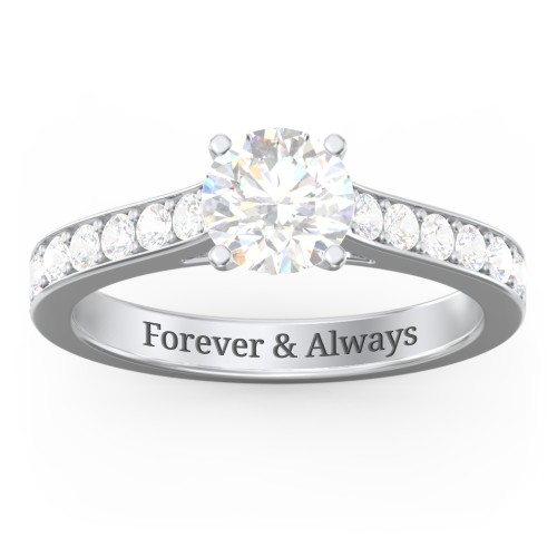 Elegant Duchess Ring with Shoulder Accents – 10K White Gold with White Premium Zirconia and Cubic Zirconia