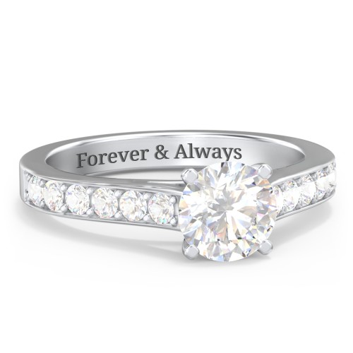 Elegant Duchess Ring with Shoulder Accents – 10K White Gold with White Premium Zirconia and Cubic Zirconia