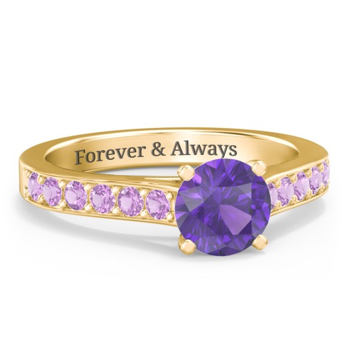 Elegant Duchess Ring with Shoulder Accents – 18K Gold Plated Silver with Amethyst Premium Zirconia and Amethyst
