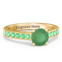 Elegant Duchess Ring with Shoulder Accents in 18K Gold Plated Silver with Emerald
