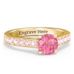 Elegant Duchess Ring with Shoulder Accents in 18K Gold Plated Silver with Morganite and Pink Tourmaline