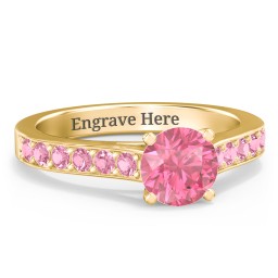 Elegant Duchess Ring with Shoulder Accents in 18K Gold Plated Silver with Fancy Pink Premium Zirconia and Pink Tourmaline
