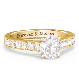 Elegant Duchess Ring with Shoulder Accents in 18K Gold Plated Silver with Lab Diamond