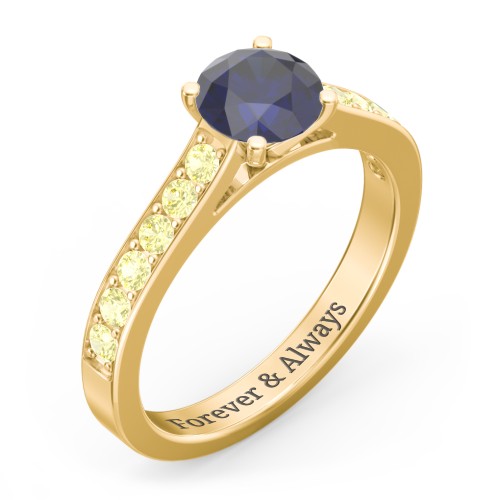 Elegant Duchess Ring with Shoulder Accents – 18K Gold Plated Silver with Blue Sapphire and Citrine
