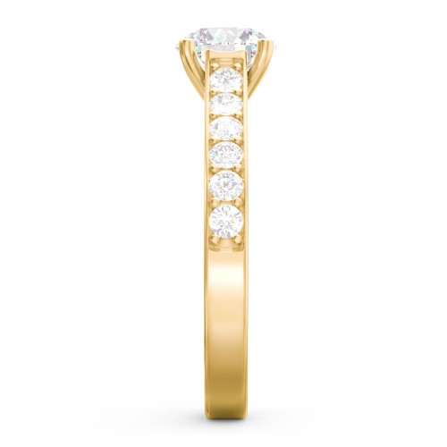 Elegant Duchess Ring with Shoulder Accents – 18K Gold Plated Silver with Lab Diamond