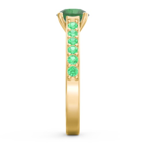Elegant Duchess Ring with Shoulder Accents – 18K Gold Plated Silver with Emerald