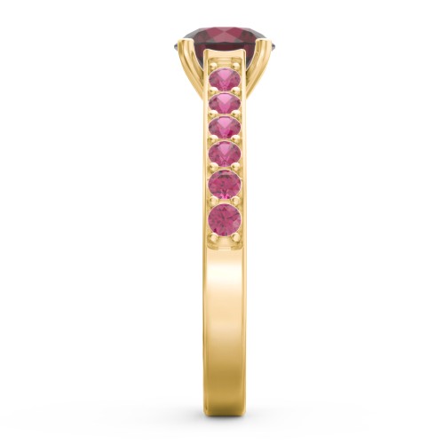 Elegant Duchess Ring with Shoulder Accents – 18K Gold Plated Silver with Ruby