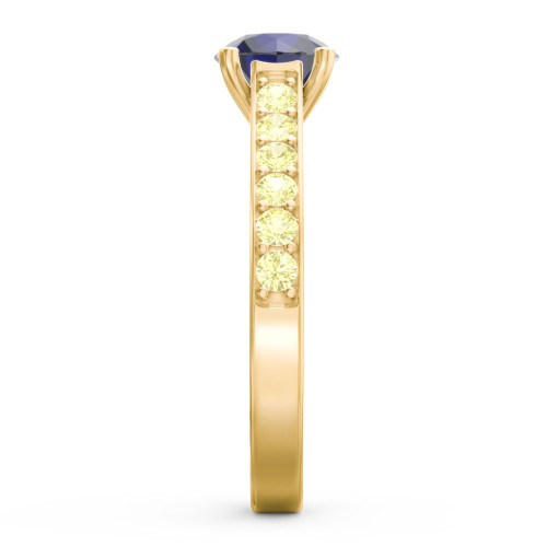 Elegant Duchess Ring with Shoulder Accents – 18K Gold Plated Silver with Blue Sapphire and Citrine