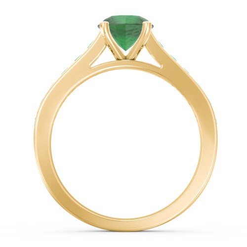 Elegant Duchess Ring with Shoulder Accents – 18K Gold Plated Silver with Emerald