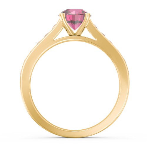 Elegant Duchess Ring with Shoulder Accents – 18K Gold Plated Silver with Red Premium Zirconia and Garnet