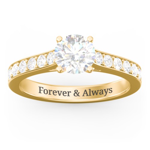 Elegant Duchess Ring with Shoulder Accents – 18K Gold Plated Silver with Lab Diamond