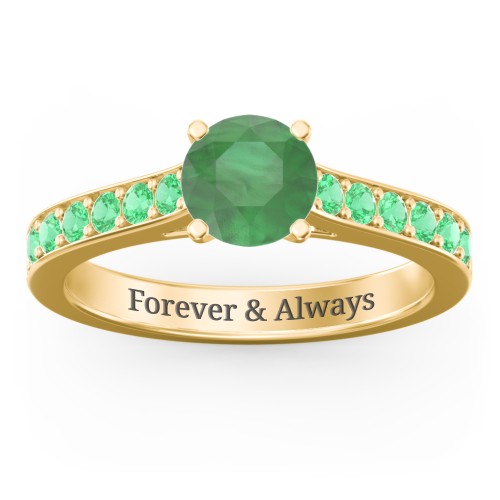 Elegant Duchess Ring with Shoulder Accents – 18K Gold Plated Silver with Emerald