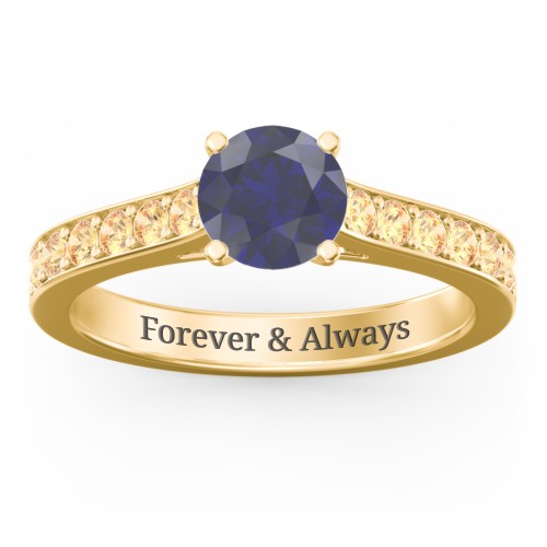 Elegant Duchess Ring with Shoulder Accents – 18K Gold Plated Silver with Blue Sapphire and Citrine