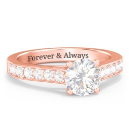 Elegant Duchess Ring with Shoulder Accents in 10K Solid Rose Gold