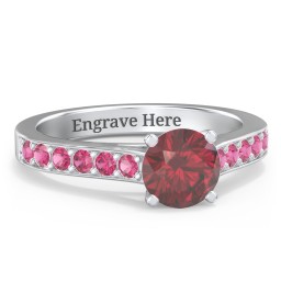 Elegant Duchess Ring with Shoulder Accents in 925 Sterling Silver with Ruby