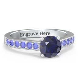 Elegant Duchess Ring with Shoulder Accents in 925 Sterling Silver with Blue Sapphire