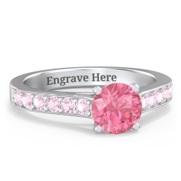 Elegant Duchess Ring with Shoulder Accents in 925 Sterling Silver with Morganite and Pink Tourmaline