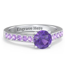Elegant Duchess Ring with Shoulder Accents in 925 Sterling Silver with Amethyst Premium Zirconia and Amethyst
