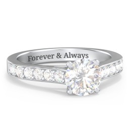 Elegant Duchess Ring with Shoulder Accents in 925 Sterling Silver with White Premium Zirconia and Cubic Zirconia