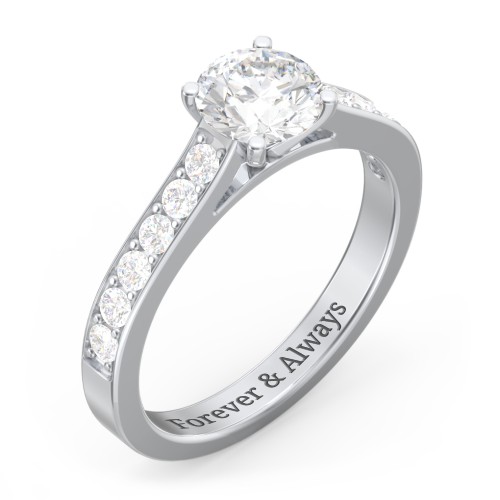 Elegant Duchess Ring with Shoulder Accents – Sterling Silver with Lab Diamond