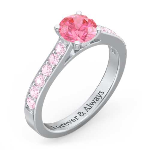 Elegant Duchess Ring with Shoulder Accents – Sterling Silver with Morganite and Pink Tourmaline