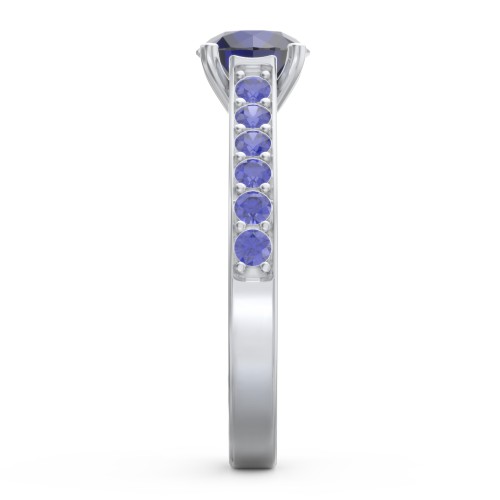Elegant Duchess Ring with Shoulder Accents – Sterling Silver with Blue Sapphire