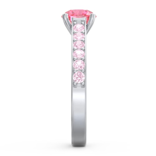 Elegant Duchess Ring with Shoulder Accents – Sterling Silver with Morganite and Pink Tourmaline