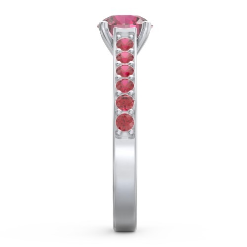 Elegant Duchess Ring with Shoulder Accents – Sterling Silver with Red Premium Zirconia and Garnet