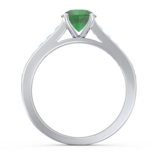 Elegant Duchess Ring with Shoulder Accents – Sterling Silver with Emerald