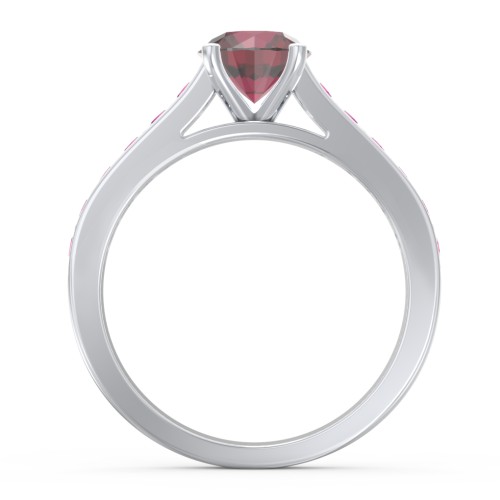 Elegant Duchess Ring with Shoulder Accents – Sterling Silver with Ruby