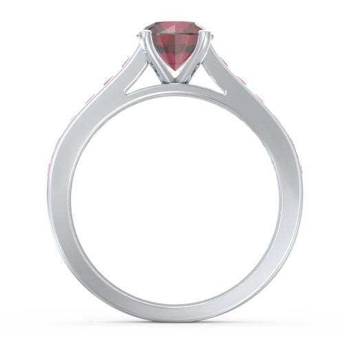 Elegant Duchess Ring with Shoulder Accents – Sterling Silver with Ruby