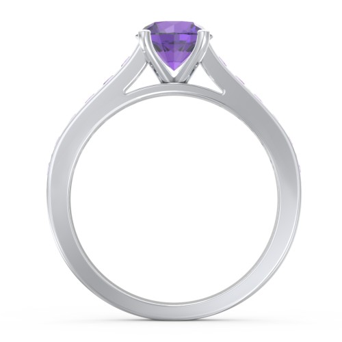 Elegant Duchess Ring with Shoulder Accents – Sterling Silver with Amethyst Premium Zirconia and Amethyst