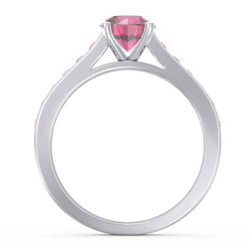 Elegant Duchess Ring with Shoulder Accents – Sterling Silver with Red Premium Zirconia and Garnet