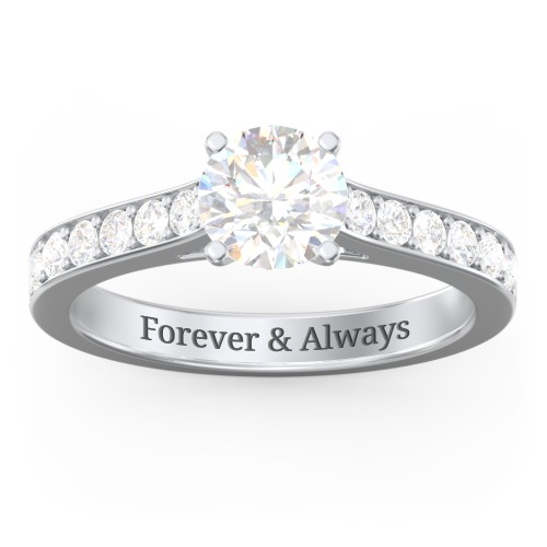 Elegant Duchess Ring with Shoulder Accents – Sterling Silver with Lab Diamond