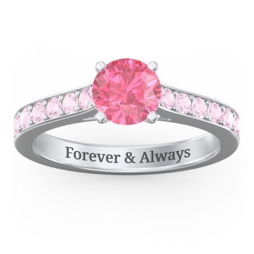Elegant Duchess Ring with Shoulder Accents – Sterling Silver with Morganite and Pink Tourmaline