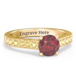 Elegant Duchess Ring with Shoulder Accents in 10K Solid Yellow Gold with Ruby and Citrine