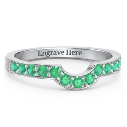 U-Shape Shadow Ring in 925 Sterling Silver with Emerald