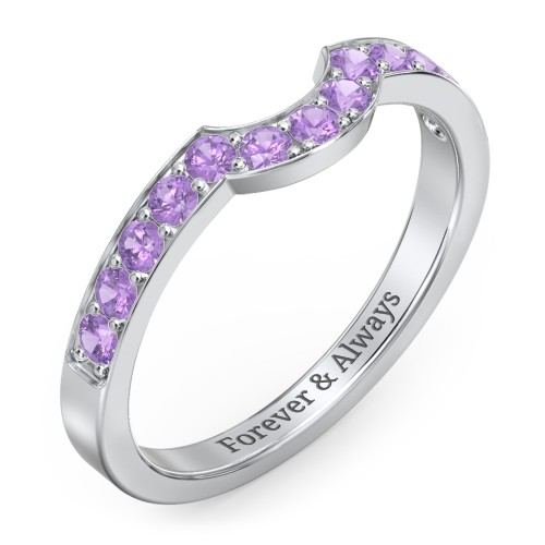 U-Shape Shadow Ring – Sterling Silver with Amethyst