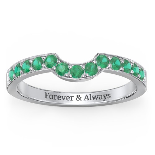 U-Shape Shadow Ring – Sterling Silver with Emerald
