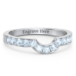 U-Shape Shadow Ring in 925 Sterling Silver with Blue Topaz