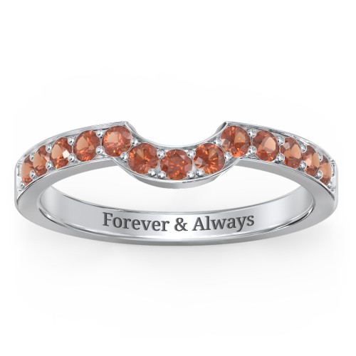 U-Shape Shadow Ring – Sterling Silver with Garnet