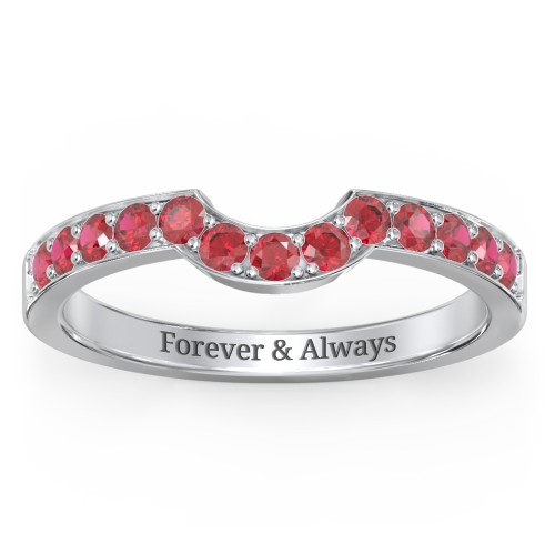 U-Shape Shadow Ring – Sterling Silver with Garnet