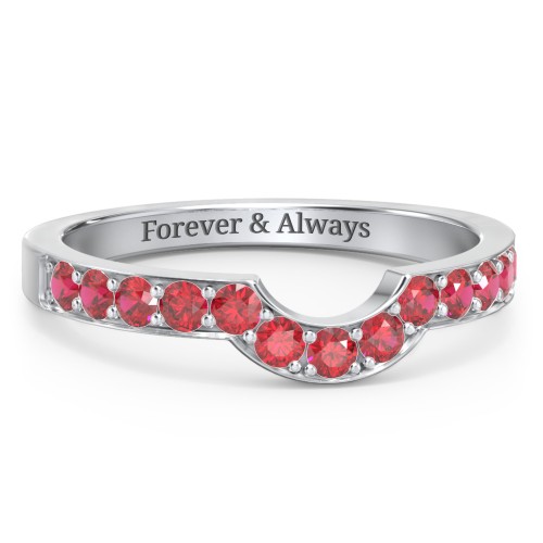 U-Shape Shadow Ring – Sterling Silver with Garnet