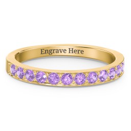Classic Half Eternity Ring in 10K Solid Yellow Gold with Amethyst